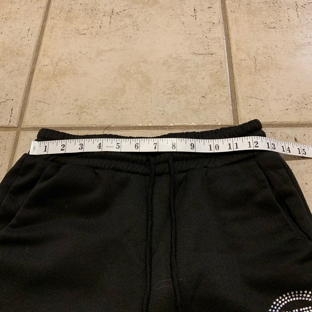 BUT GOD Crystal Rhinestone Crop Tank & Jogger Sweatpants Set - Black - Size S - Picture 7 of 15